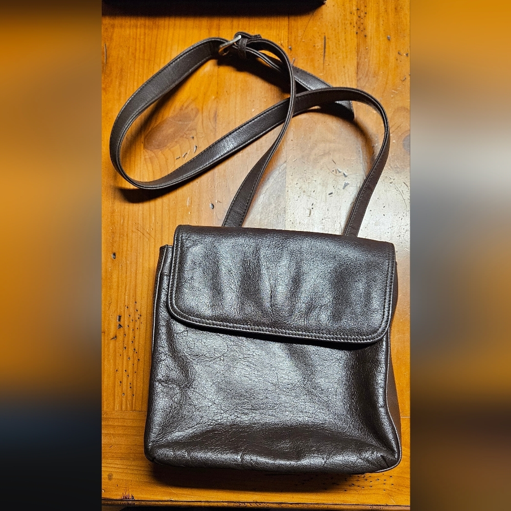 Marlo Classic Dark Brown Calfskin Leather Messenger Bag